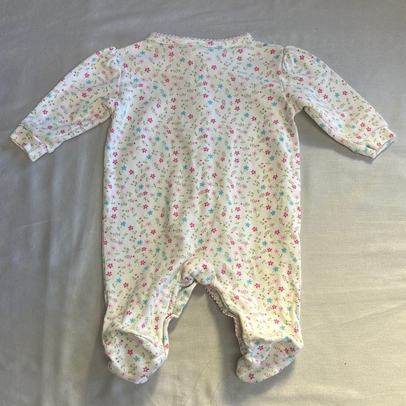 Little Me - Pink and White Floral Footie Pajama Sleeper - Picture 3 of 3